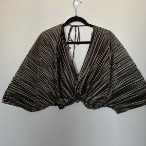 Olive Green Zara Pleated Top